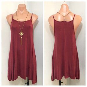 Spaghetti Strap Mini Dress w. Gold Accent Necklace | Women's Size S